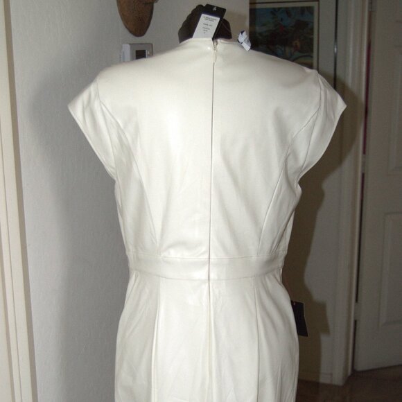 Bebe size 12 Off White Vegan leather with mesh inserts mini-Dress - Picture 2 of 3